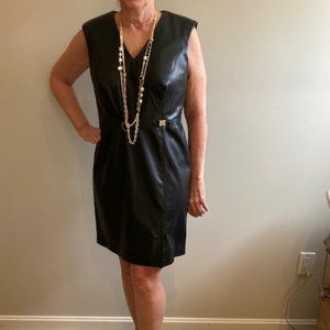 Calvin Klein NEW Black Faux Leather Dress, size 10